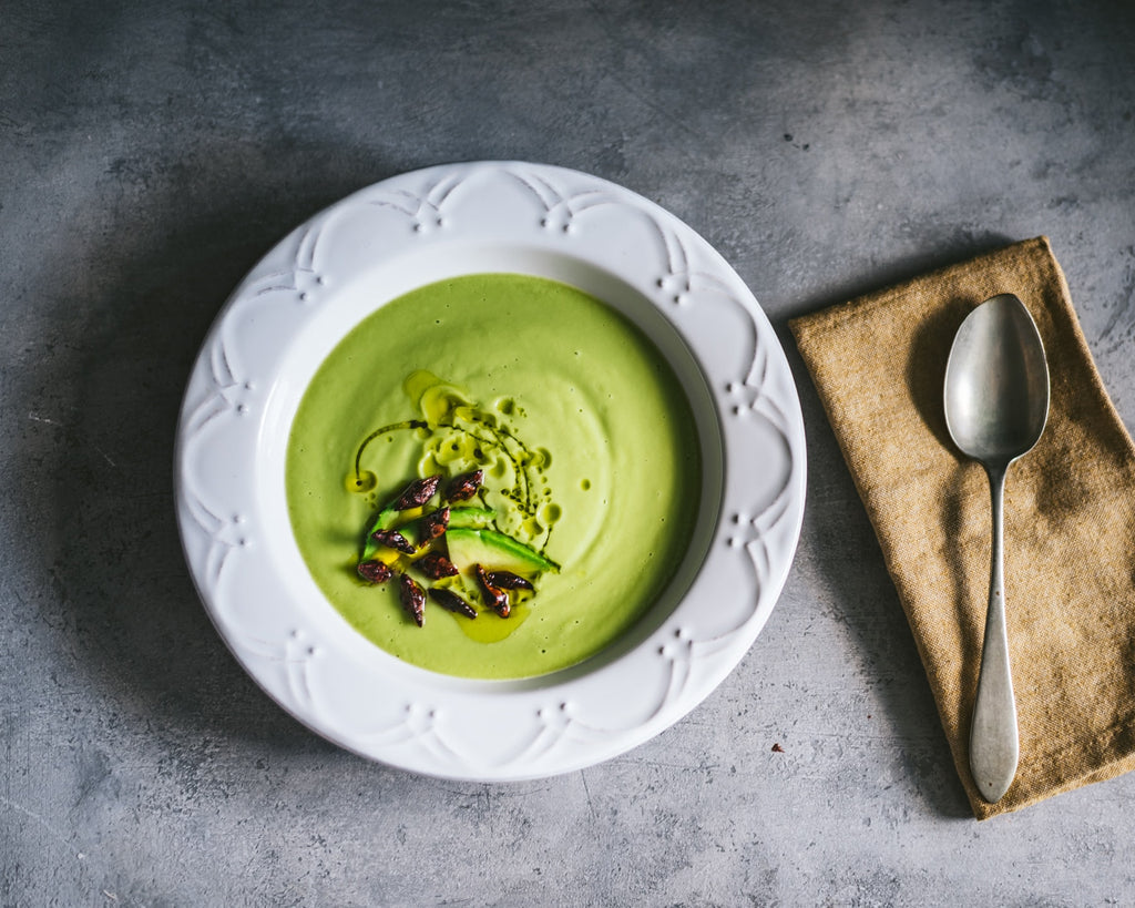 MerciMercado Recipe AVOCADO SOUP WITH CHAPULINES AL AJILLO