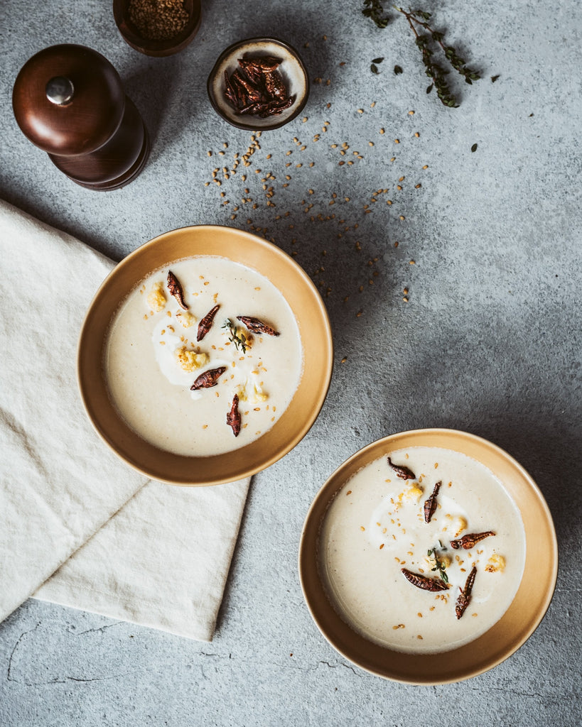 MerciMercado Recipe CAULIFLOWER SOUP WITH CRUNCHY CHAPULINES (grasshoppers)