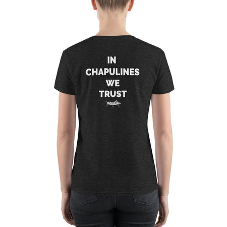 InChapulinesWeTrust Women's Fashion Deep V-neck Tee Back View Black
